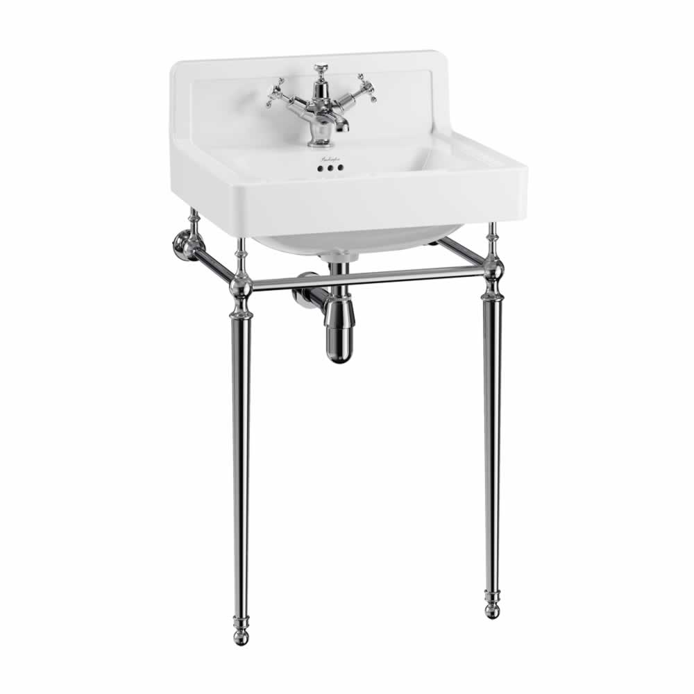 Contemporary Basin 56cm Upstand with chrome wash stand